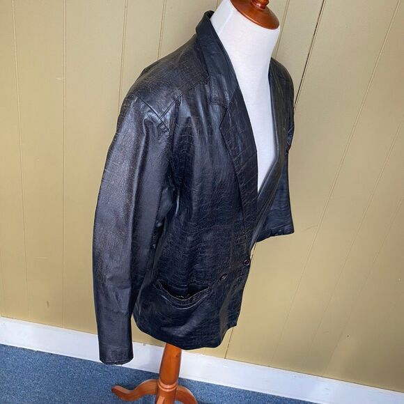 Fidelity Leather men 40 distressed vintage 1 button leather coat black - Picture 4 of 10